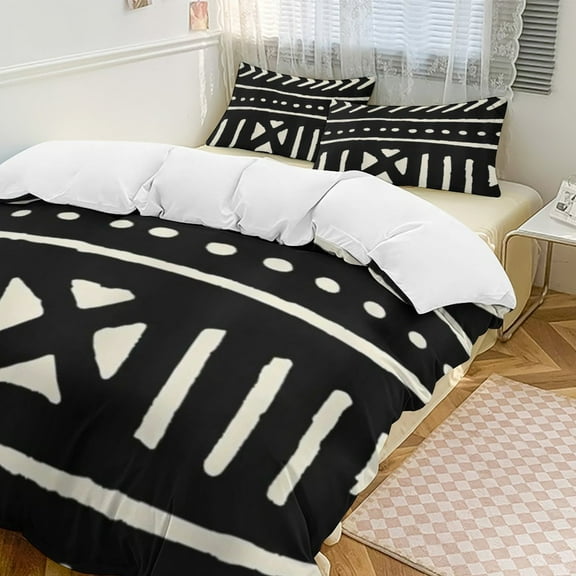 African Mud Cloth Black And White Bedding Set Couple Bedclothes Pillowcase Customized Home Textiles Bed Set for Bedroom Decoration