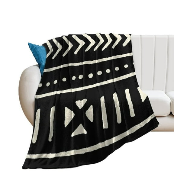 African Mud Cloth Black And White Blanket Soft Throw Warm Lightweight Plush Blanket for Couch Bed Sofa