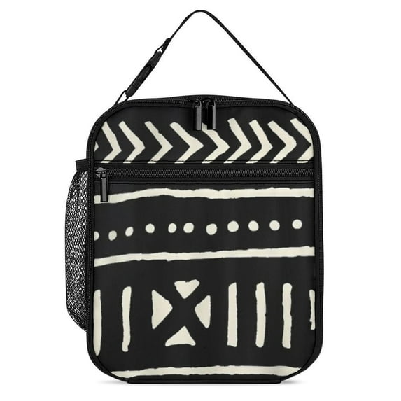 African Mud Cloth Black And White Insulated Lunch Bags Thermal Bag ...