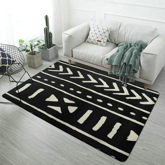 African Mud Cloth Black And White Soft Comfy Area Rugs Carpet Suitable for Living Room Kitchen Bedroom Laundry Room Home Decorations 40"x60"
