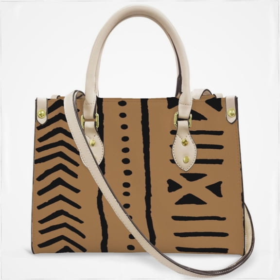 African Mud Tribal Cloth Cross Body Bags For Women Small Leather Female Handbags Fashion Top-Handle Totes