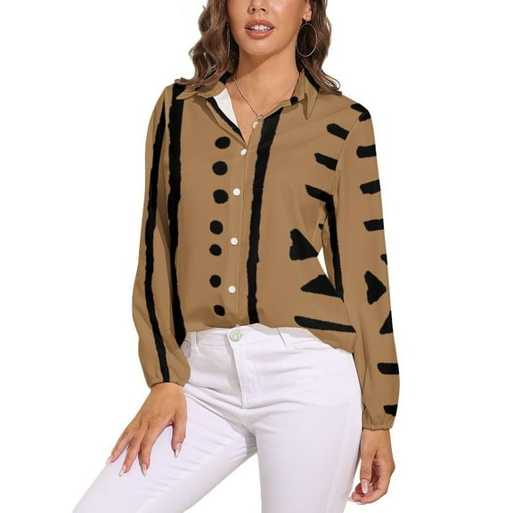 African Mud Tribal Cloth Long Sleeve Blouse Woman Streetwear Casual Shirts Summer Oversize Woman Streetwear Clothing Birthday Present