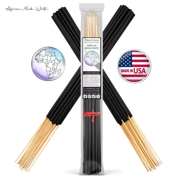 African Musk White Exotic Incense Sticks Jumbo 19 Inch Long - Bulk 1 Bundle 27 to 30 Sticks - Natural 19" Extra Large With A Smooth Aroma That Burns for 3 to 4 Hours Each.