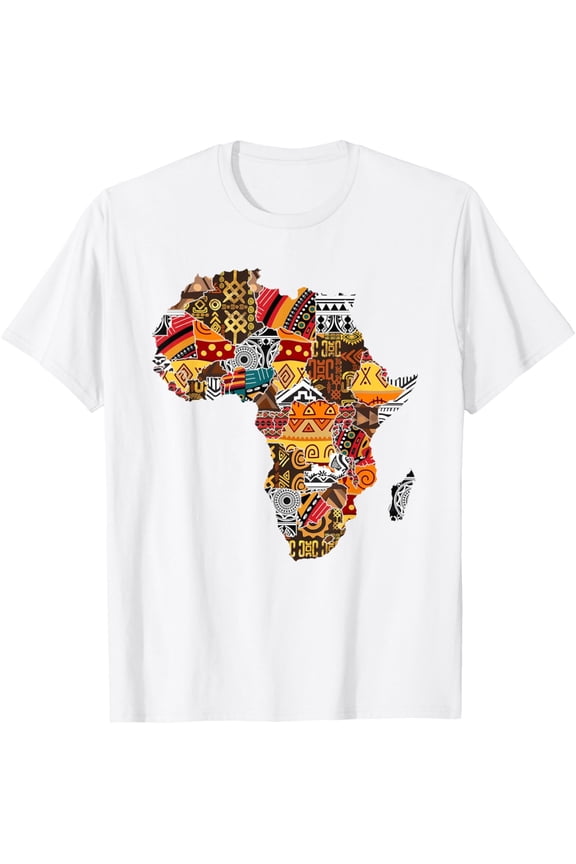 African Native Pride Funny Africa Map Heritage Pattern Gift T-ShirtMen and women, Black T-shirt, size: Extra large S-4XL