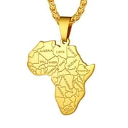 CHAINSPROMAX African Necklace Men Gold Plated African Continent Costume Jewelry Gold Africa Map Pendant