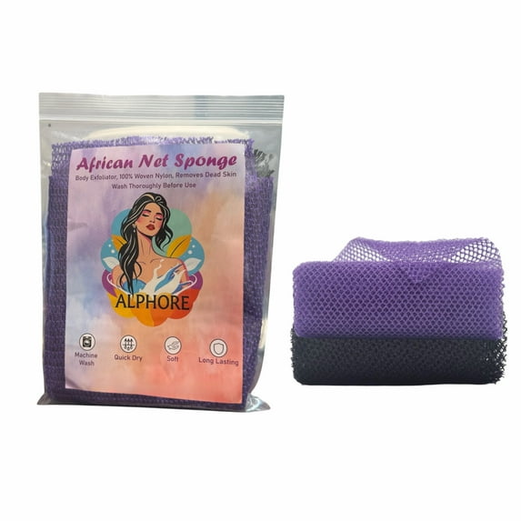 African Net Sponge 2 PACK Exfoliating Premium Nylon Bathing Wash Net ...