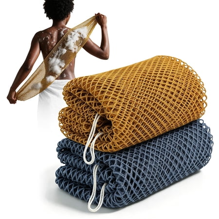 African Net Sponge, 2-Pack 45" Extra Long Exfoliating Body Scrubber