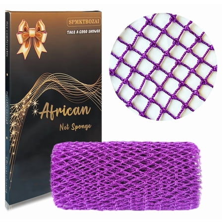African Net Sponge Authentic, African Exfoliating Sponge Real African Net Black Owned, African Bath Sponge Back Scrubber, Body Exfoliator Shower Bath Accessories (Purple)
