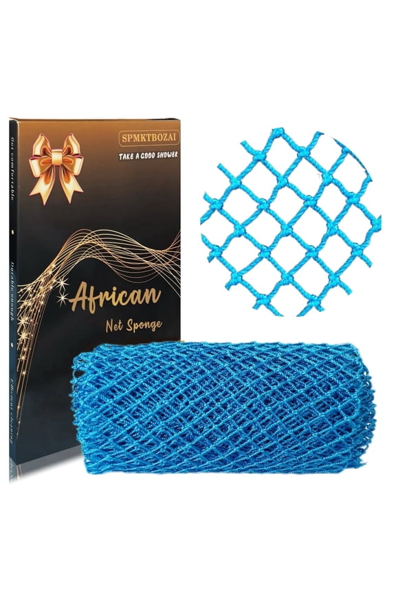 African Net Sponge Authentic, African Exfoliating Sponge Real African Net Black Owned, African Bath Sponge Back Scrubber, Body Exfoliator Shower Bath Accessories (Sky blue)