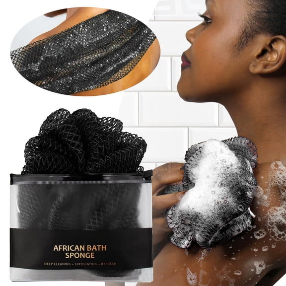 African Net Sponge Authentic, Exfoliating Back Scrub Bath Sponge with Knots - Afro Scrub Body Scrubber Exfoliator Washcloth, African Body Care Daily Use Shower Essentials, Yellow/1 Pack