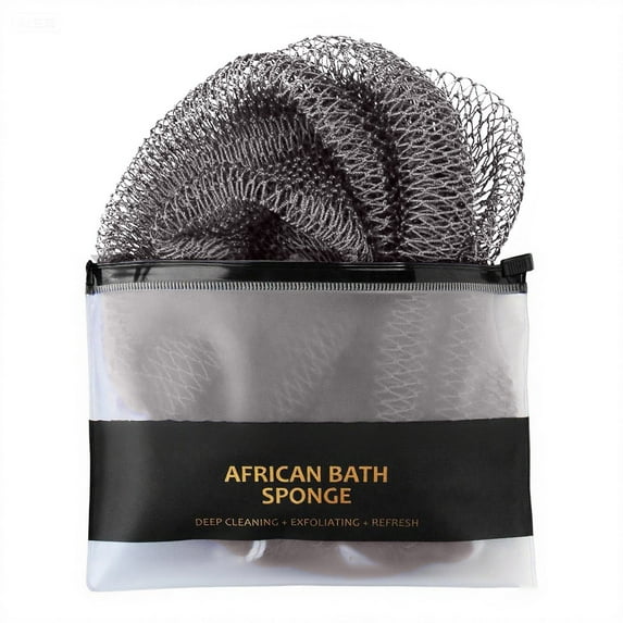 African Net Sponge Authentic - Exfoliating Net Sponge Real African Exfoliating Sponge with Knots - African Net Washcloths for Body Scrubber Exfoliator - Back Scrub for Shower, 32 Inch, Coffee