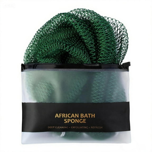 African Net Sponge Authentic - Exfoliating Net Sponge Real African Exfoliating Sponge with Knots - African Net Washcloths for Body Scrubber Exfoliator - Back Scrub for Shower&nbsp;45 Inch, Green