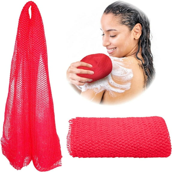 African Net Sponge, Authentic, Real, Exfoliating Bath Wash Cloth, Long Sponge, Body Exfoliator, Sapo, Shower Bath Accessories, Back Foot Scalp Scrub, Flat Dead Skin Remover, 31.5x11.8"