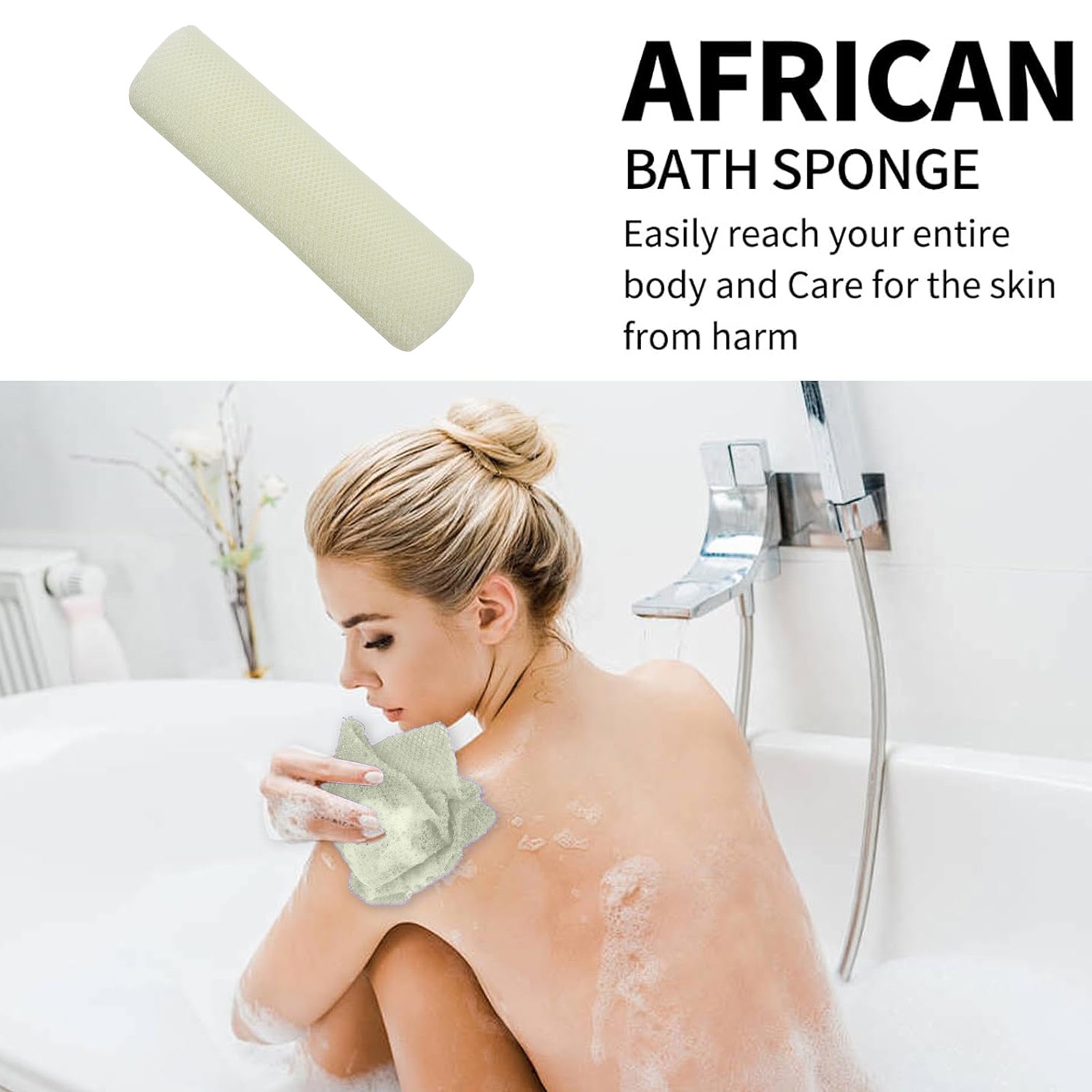 African Net Sponge Long Net Bath Sponges For Exfoliating Shower Body Scrubber Back Scrubber Skin