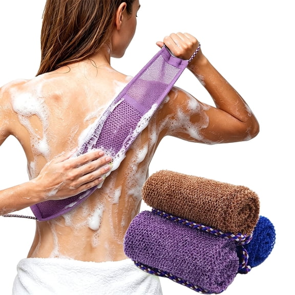 African Net Sponge Set, Exfoliating Bath Towels for Shower, Body Scrubber for Back, Smooth Skin, Quick-Dry & Lightweight(3PCS)
