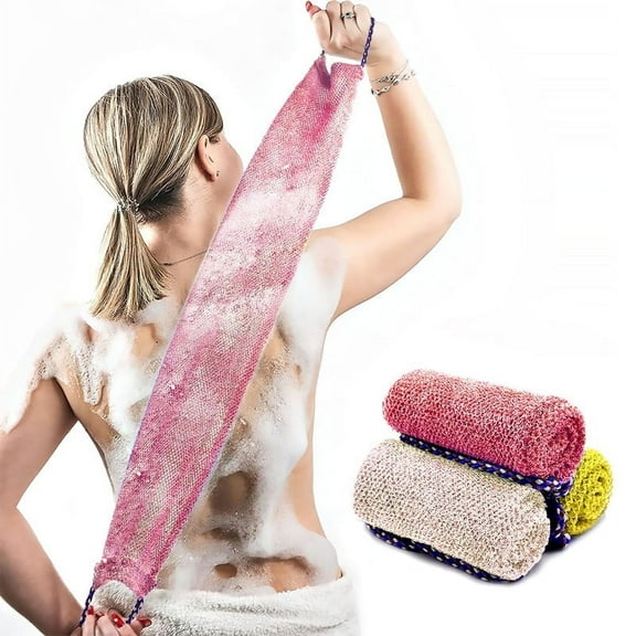 African Net Sponge with Handles 3 Pieces Long African Exfoliating Net Washcloth Bath Sponge Net Cloth Wash Net Body Back Scrubber for Shower Loofah