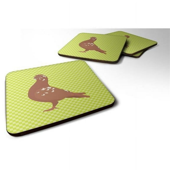 African Owl Pigeon Green Foam Coaster, Set of 4
