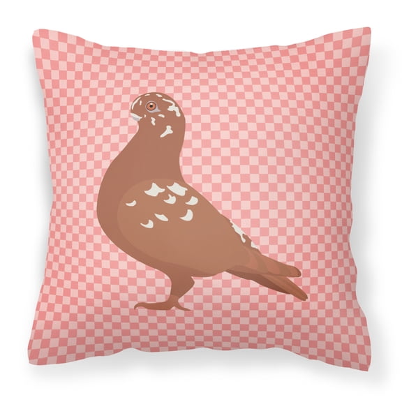 African Owl Pigeon Pink Check Fabric Decorative Pillow
