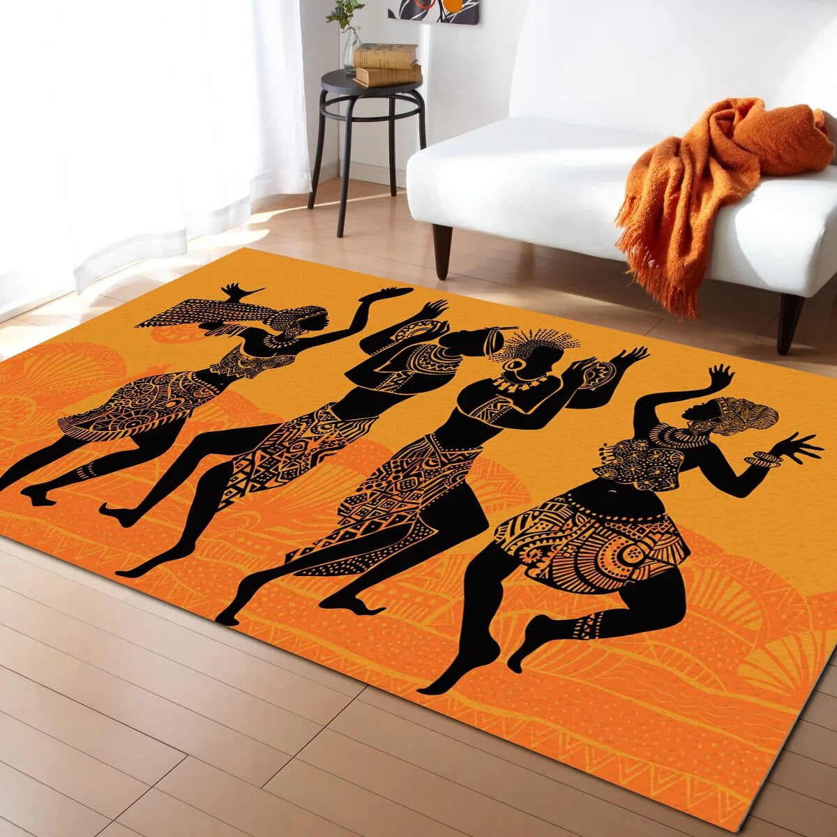African Papuan Women's Dance Living Room Floor Mat Children's Room