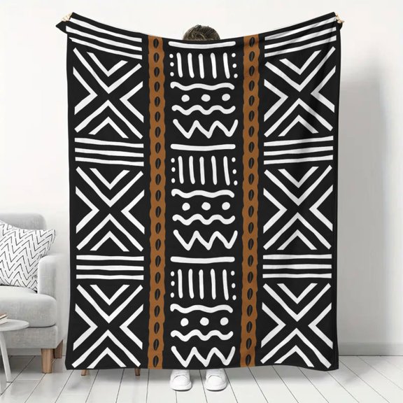 African Pattern Theme Blanket, 1pc, Suitable for Bedroom, Dormitory, Car, Outdoor, Sofa, Travel, Office, Camping, Gift