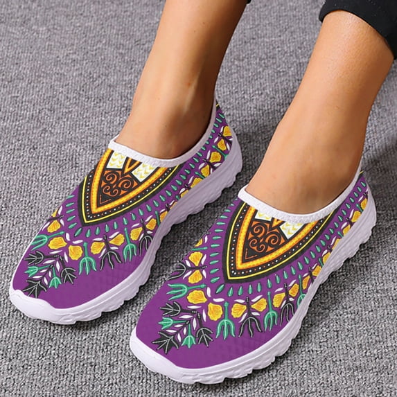 African Pattern Women Sneakers Flats Comfortable Slip On Vulcanized Shoes Air Mesh Water Shoes Women Zapatos Mujer