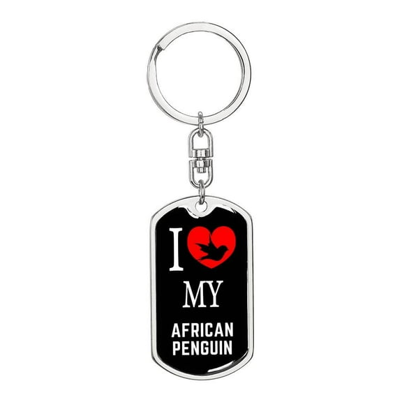 African Penguin Bird Lover Keyring Keychain Stainless Steel or 18k Gold