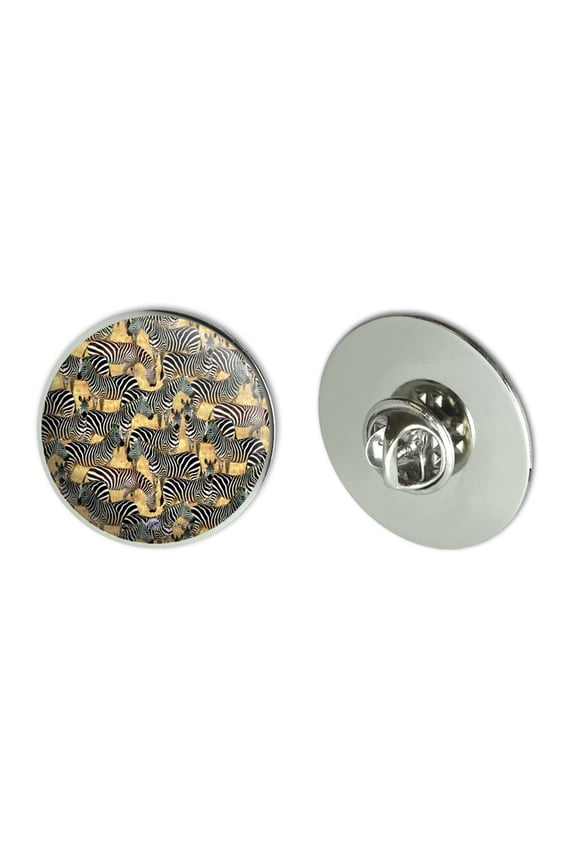 African Plains Zebra Herd Grazing Pattern Metal 1.1" Tie Tack Hat Lapel Pin Pinback