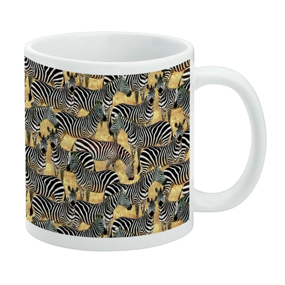 African Plains Zebra Herd Grazing Pattern White Mug