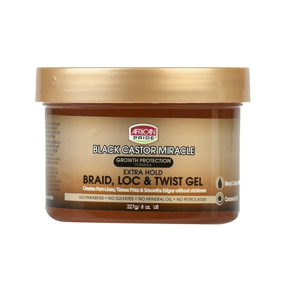 African Pride Black Castor Miracle 8 Oz. Extra Hold Braid, Loc, & Twist Gel