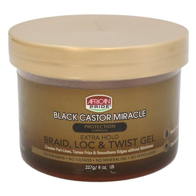 African Pride Black Castor Miracle Extra Hold Braid LOC Twist Gel, 8 Oz.