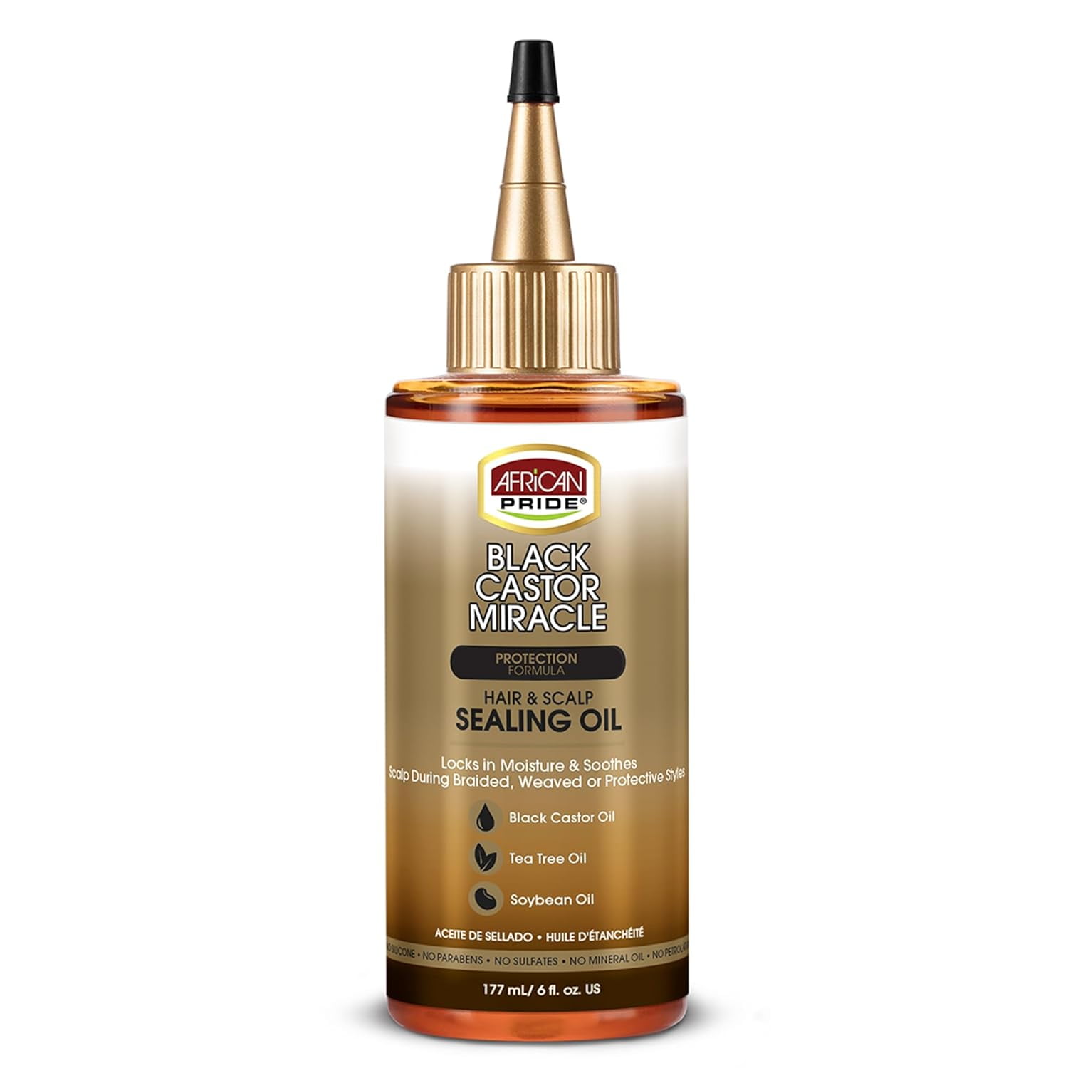 African Pride Black Castor Miracle Hair and Scalp Sealing Oil, 6 oz, 2 pack