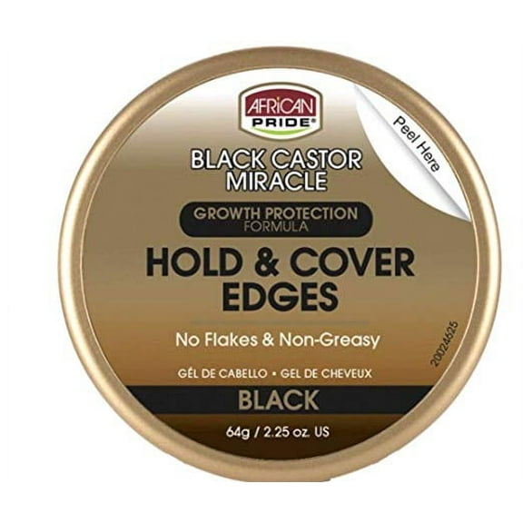 African Pride Black Castor Miracle Hold & Cover Edges BLACK 2.25oz
