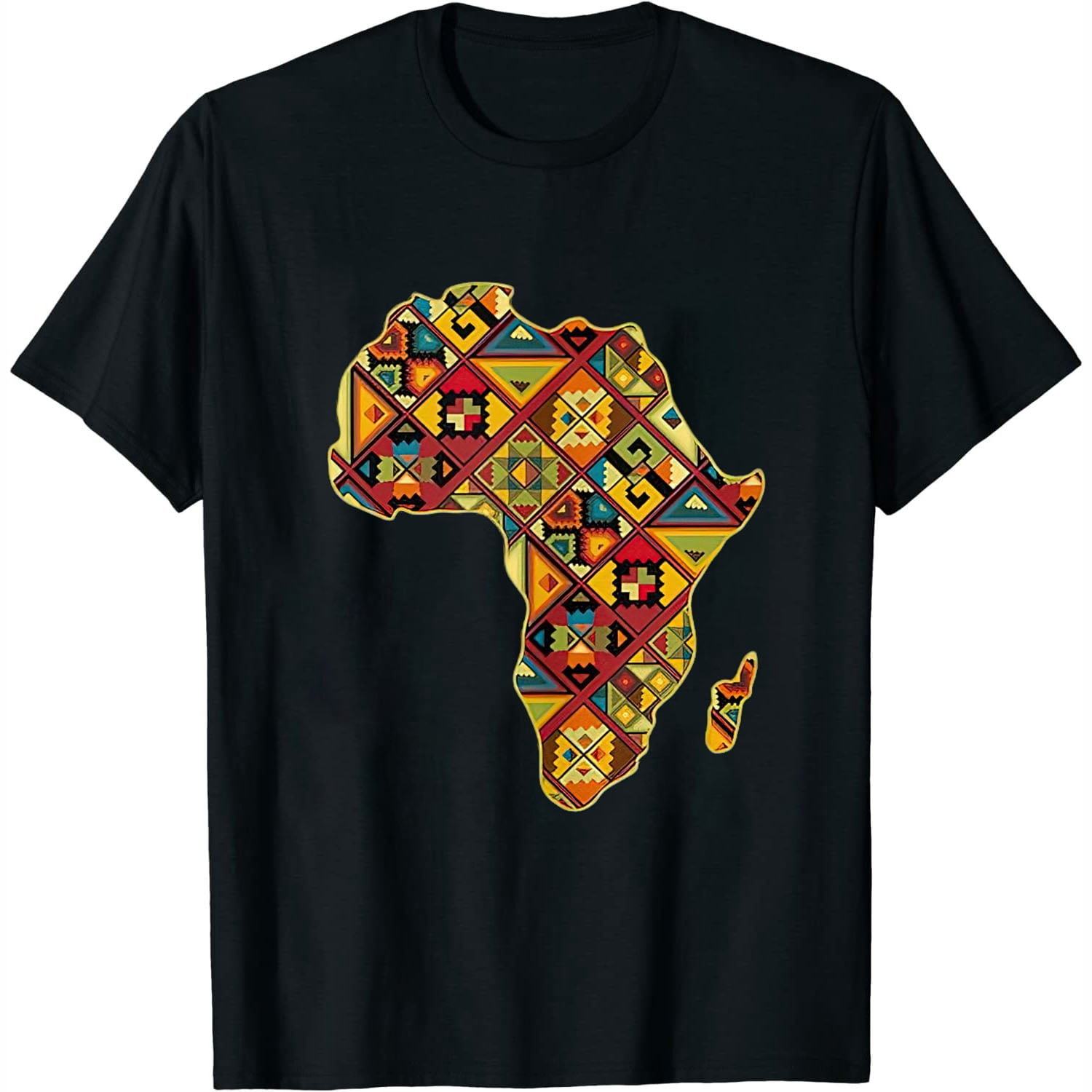 African Pride Black Ethnic Traditional Pattern Map Africa T Shirt Black ...