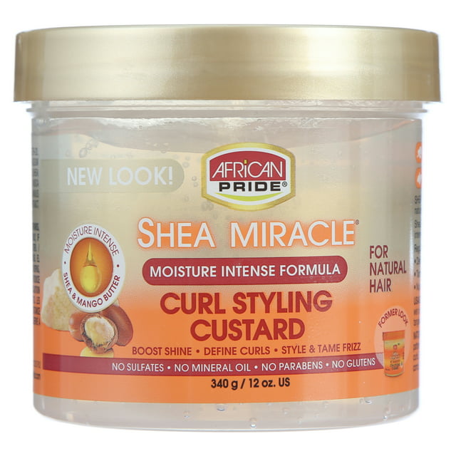 African Pride Curl Styling Cream Custard for Wavy, Curly, Coily Hair with Shea Butter, 12 oz.