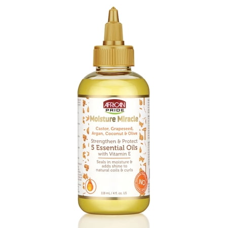 African Pride Moisture Miracle 5 Essential Oils with Vitamin E, 4 oz, 3 Pack