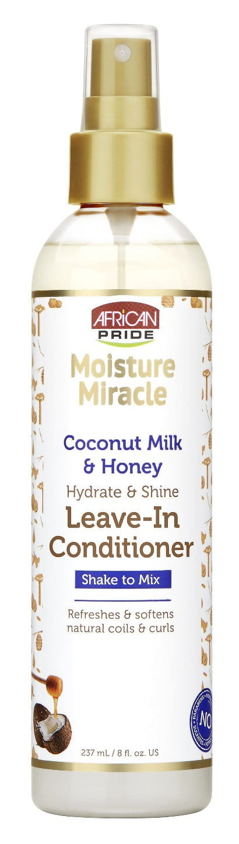African Pride Moisture Miracle Coconut Milk and Honey Leave-In Conditioner 8 Oz., Pack of 2