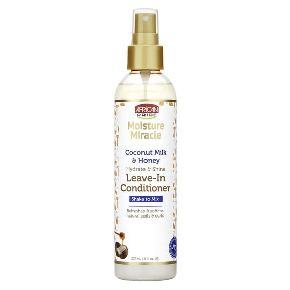 African Pride Moisture Miracle Coconut Milk and Honey Leave-In Conditioner 8 Oz., Pack of 2
