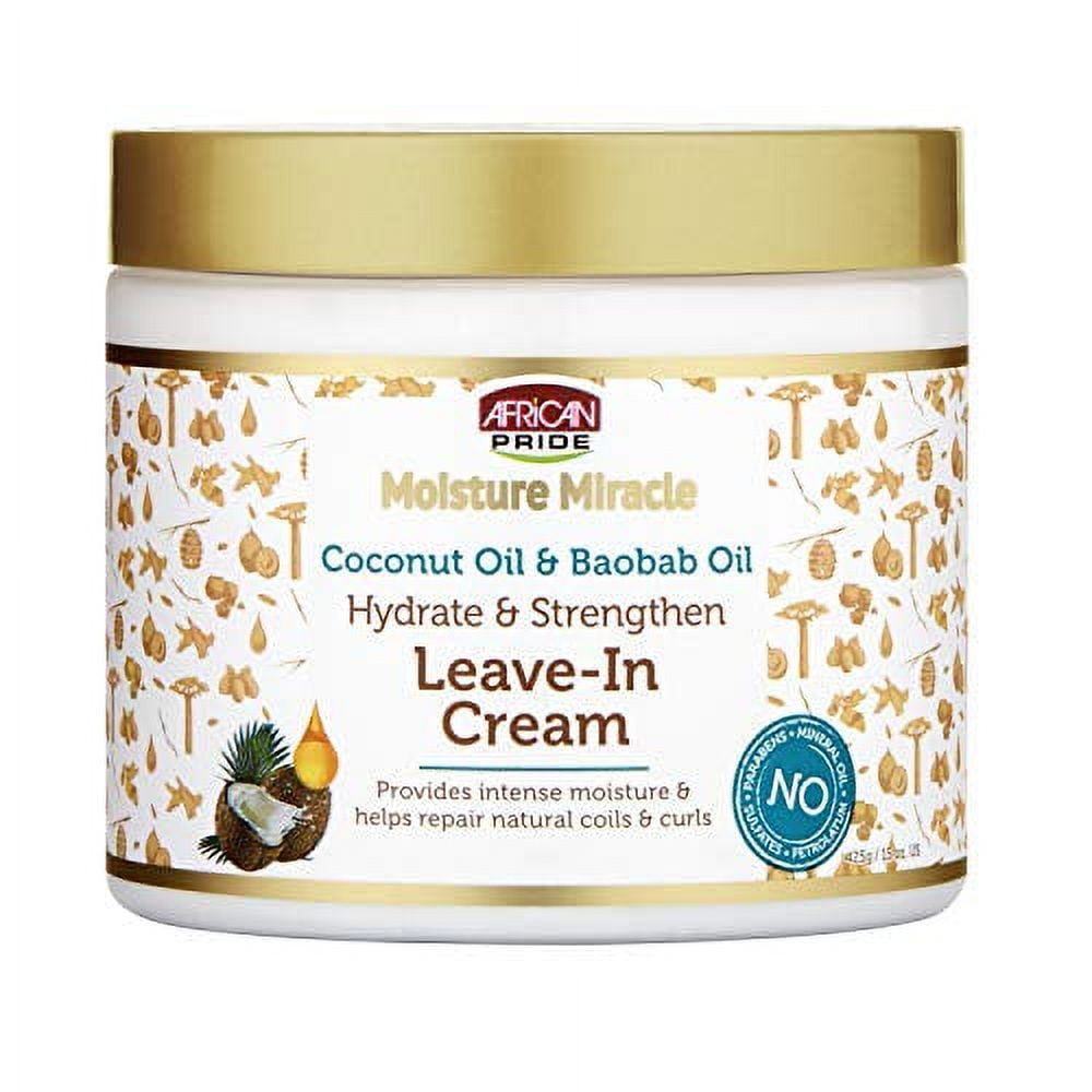 African Pride Moisture Miracle Coconut Oil & Baobab Oil Leave-In Cream, 15 oz, 3 Pack