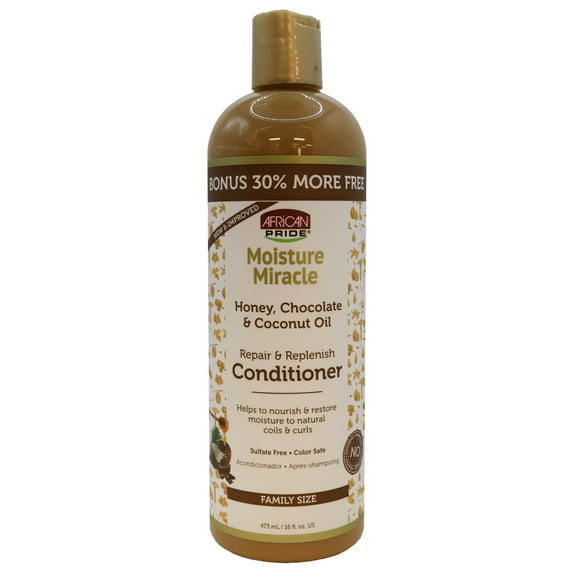 African Pride Moisture Miracle Honey, Chocolate and Coconut Oil Hair Conditioner 16 Oz., Pack of 6