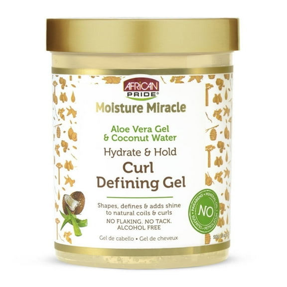 African Pride Moisture Miracle Hydrate And Hold Curl Defining Gel with Aloe and Coconut Water, 18 oz, 2 pack