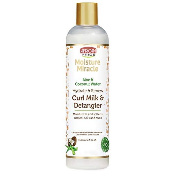 African Pride Moisture Miracle Hydrate & Renew Curl Milk & Hair Detangler, 12 oz, 2 Pack