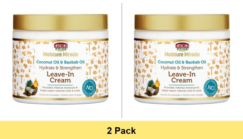 African Pride Moisture Miracle Leave-In Conditioner Cream 15oz - 2 Pack for Curly Hair