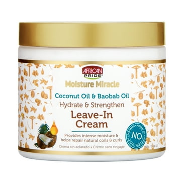 African Pride Moisture Miracle Leave in Conditioner Cream Hydrate & Strengthen 15oz, Curly Hair