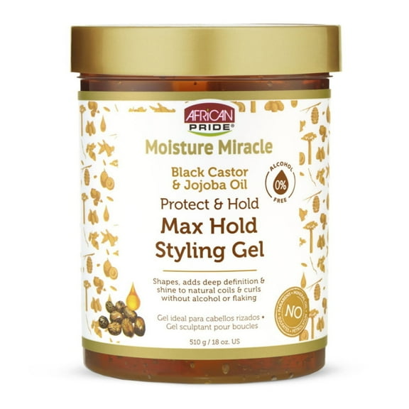 African Pride Moisture Miracle Max Hold Styling Gel with Black Castor and Jojoba Oil, 18 oz, 2 pack