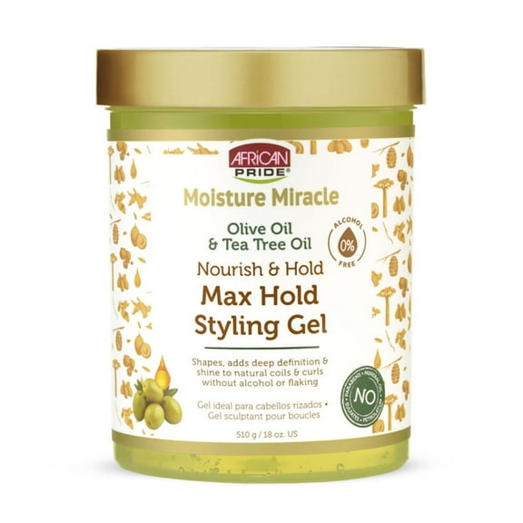 African Pride Moisture Miracle Max Hold Styling Gel with Olive and Tea Tree Oil, 18 oz, 2 pack