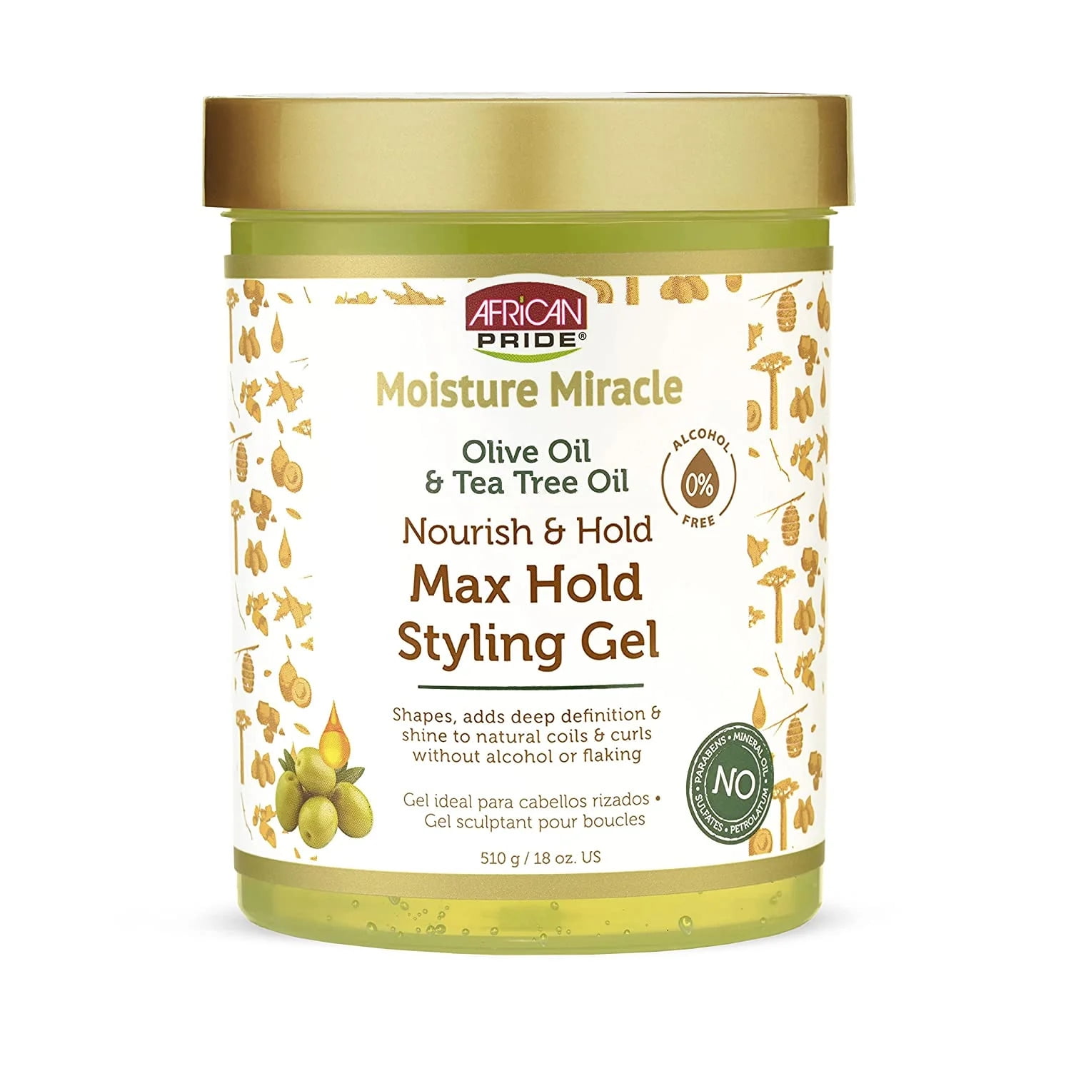 African Pride Moisture Miracle Olive Oil Tea Tree Oil Max Hold Styling Gel