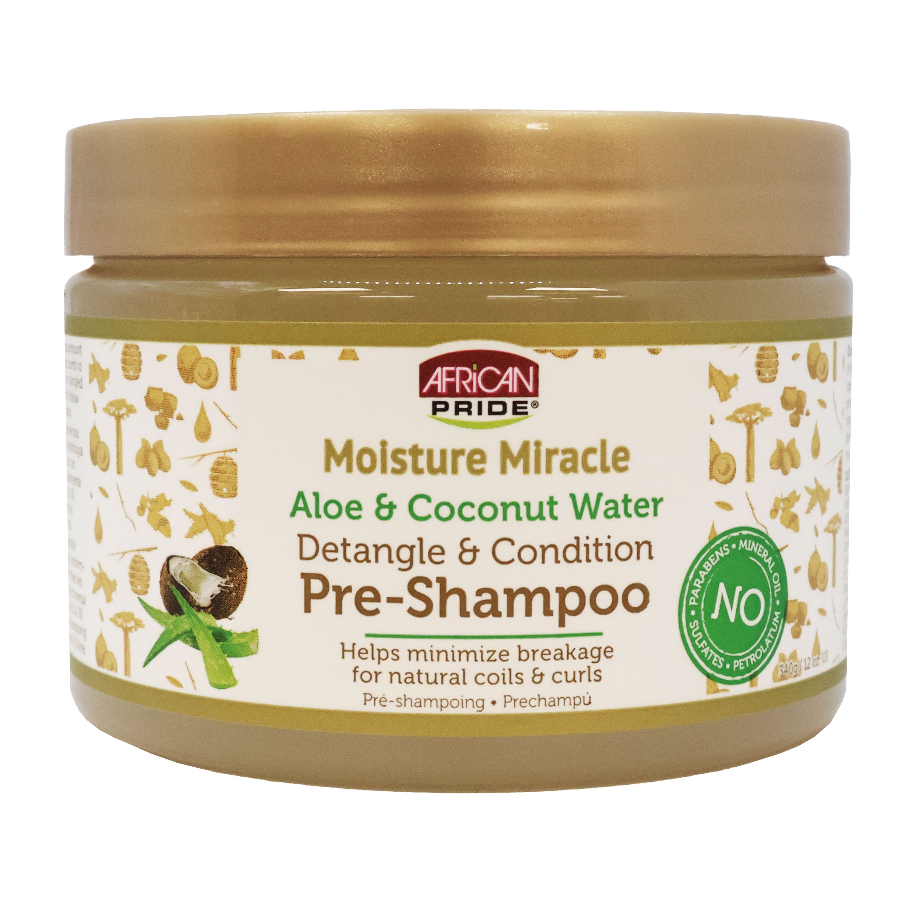 African Pride Moisture Miracle Pre Shampoo Aloe Coconut and Water 12 Oz., Pack of 6