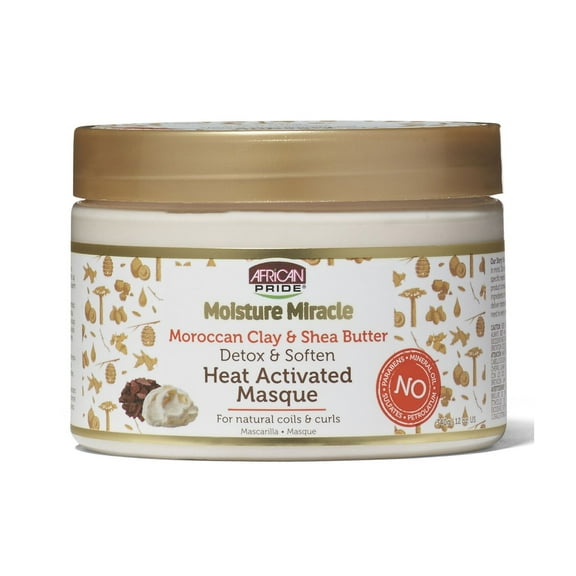 African Pride Moroccan Clay Shea Butter Heat Activated Masque, 12 Oz