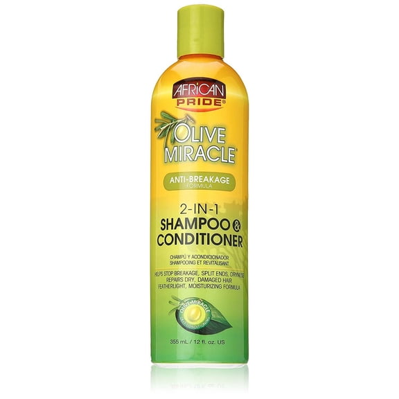 African Pride 2in 1 Shampoo & Conditioner Olive Miracle Anti Breakage, 12oz