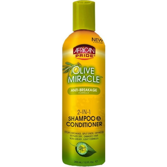 African Pride Olive Miracle 2-in-1 Shampoo & Conditioner 12 oz (Pack of 2)